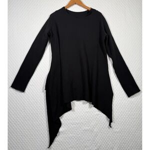 Witchy Goth Grunge Emo Hand Dyed France Cotton M Asymmetric Black Tunic Top
